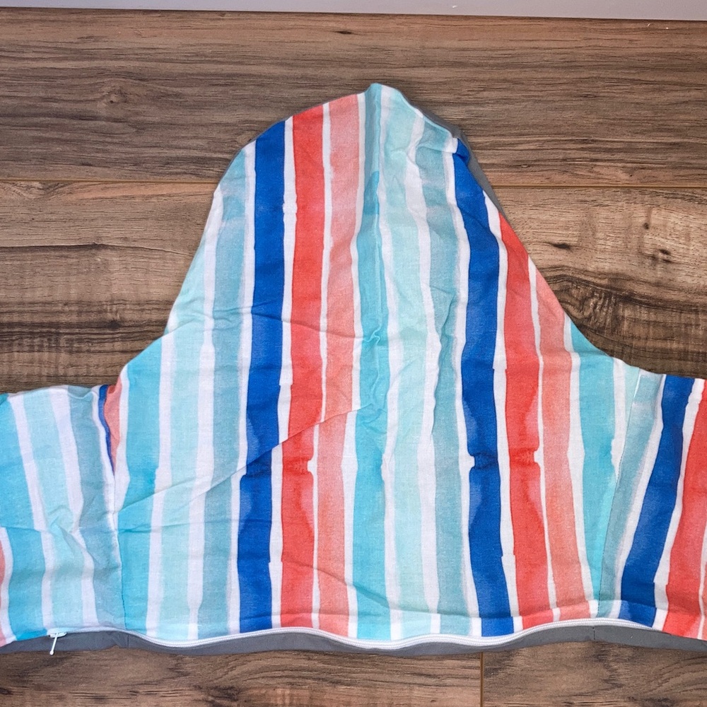 #166. Yeah Baby Goods - Striped Red, White & Blue High Chair Cushion Cover